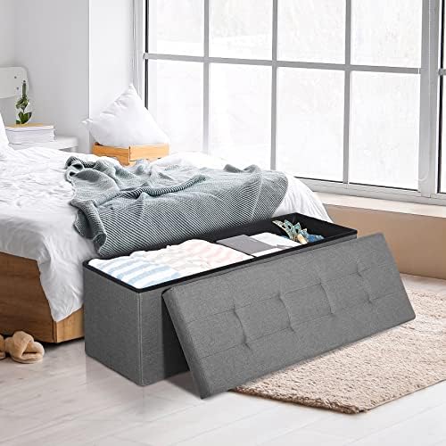 SUPER DEAL 43 Inches Folding Storage Ottoman Bench, Foot Rest - Image 2