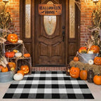 SEEKSEE Fall Decor Buffalo Plaid Outdoor Rug 27.5x43 Black and White Front Door - Image 4