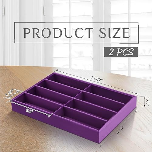 Amylove 2 Pack Sunglasses Organizer Tray Velvet Holder, 8 Grids - Image 2
