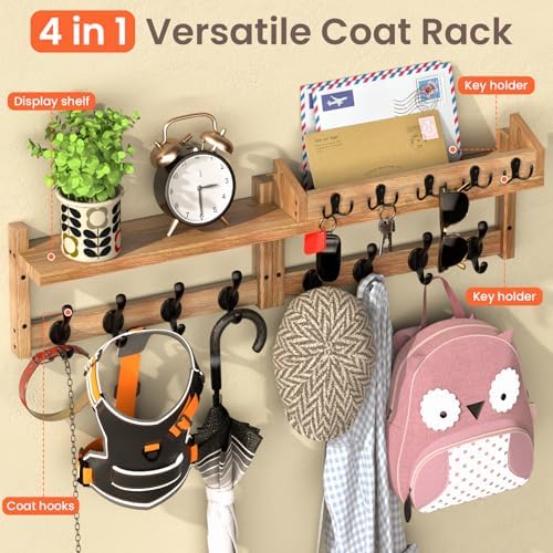 35'' Brown Coat Rack Wall Mount - Image 5