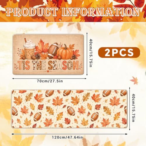 Fall Kitchen Mats Set of 2, Autumn Football Non Slip Kitchen Rug - Image 3