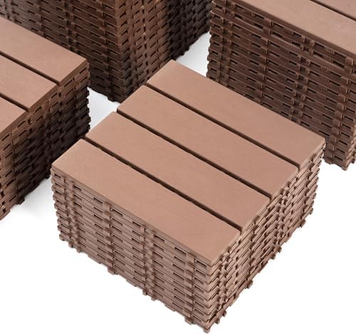 Plastic Interlocking Deck Tiles 12"x12" Waterproof Outdoor Patio Flooring PP - Image 5