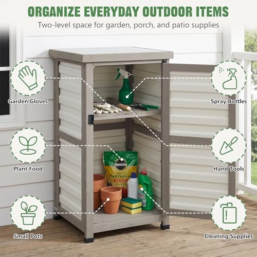 Ketive Outdoor Storage Cabinet, 33.5" H Compact Patio Storage Cabinet - Image 6