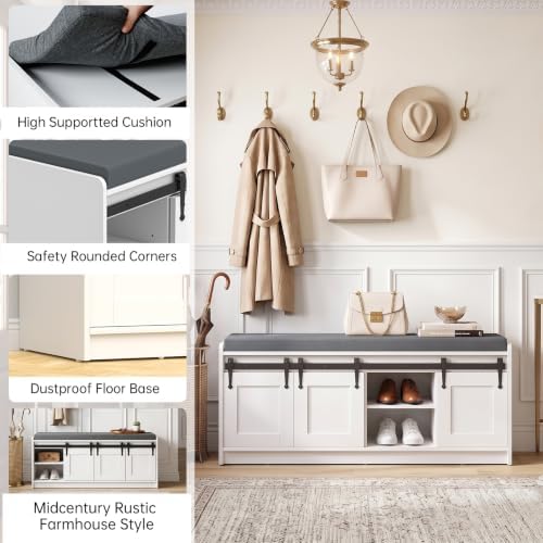 42" Farmhouse Shoe Storage Bench - Image 6
