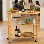 3-Tier Rolling Entryway Table, 30.6'' Narrow Bamboo Console Table - Image 7