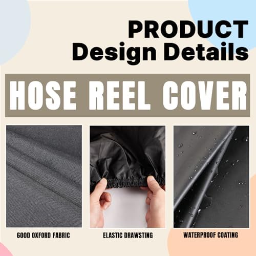 Hose Reel Cover 600D Waterproof 20x10.2x18in Black - Image 5