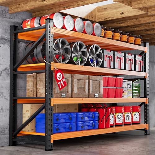 71.3” Wide Heavy Duty Metal Garage Shelving, Adjustable Storage Shelf by AFAIF