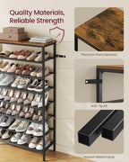 VASAGLE Shoe Rack with 7 Mesh Shelves and 1 Large Top - Image 7