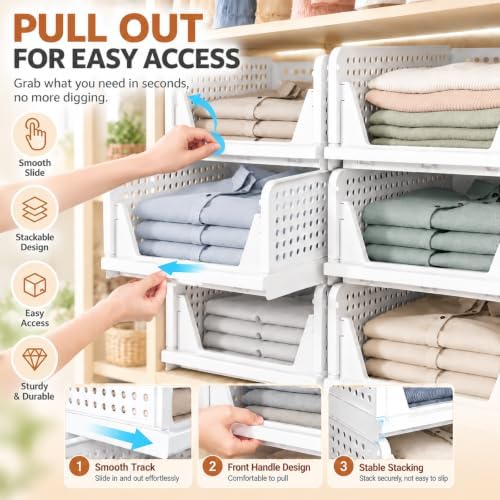 SNSLXH Closet Organizers and Storage, 5 Pack Stackable Closet Bins - Image 4