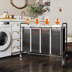 ROMOON Laundry Hamper Sorter Cart, 4-Section Organizer - Image 3
