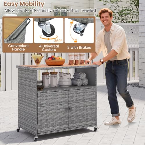 Tangkula Rattan Outdoor Storage Cabinet - Image 7