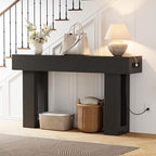 63 Inch Long Console Table w/Outlets & USB Ports, Narrow Rectangular Sofa Table - Image 7