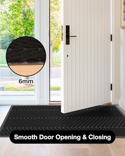 16"x24" Black Front Door Mat Indoor Outdoor, Welcome Doormat - Image 6