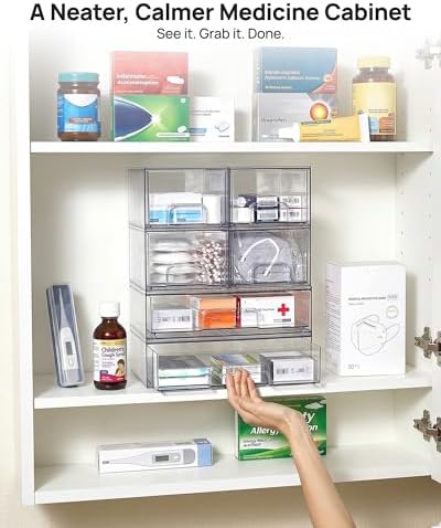Vtopmart Stackable Storage Drawers Set of 6, Plastic Organizer Bins - Image 5