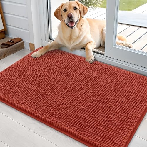 OLANLY Dog Door Mat for Muddy Paws 35x24, Super Absorbent Chenille Mud Mat by OLANLY