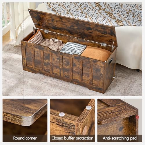 VANKILEY 47.2" Storage Chest Extra Large, Wooden Storage Bench, Rustic Brown - Image 6