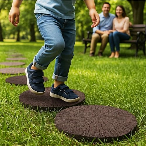 Tierra Verde 4-Pack 18”x18” Cracked Log Rubber Stepping Stones - Image 6
