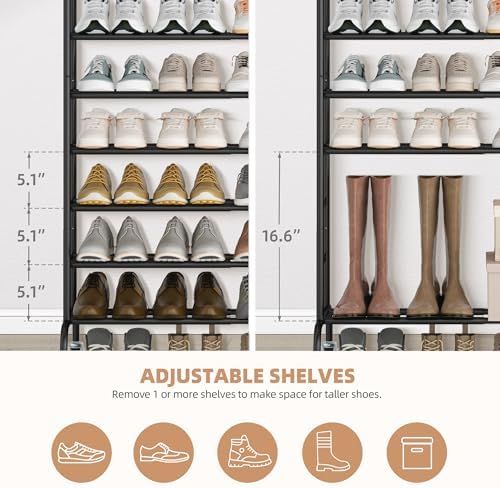 STORAGE MANIAC 10-Tier Expandable Shoe Rack, 44 Pairs Tall Shoe Rack - Image 4