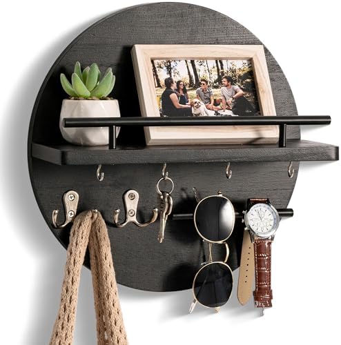 Key Holder Wall Mount with Shelf and Hooks, Mail Organizer by dreampossible