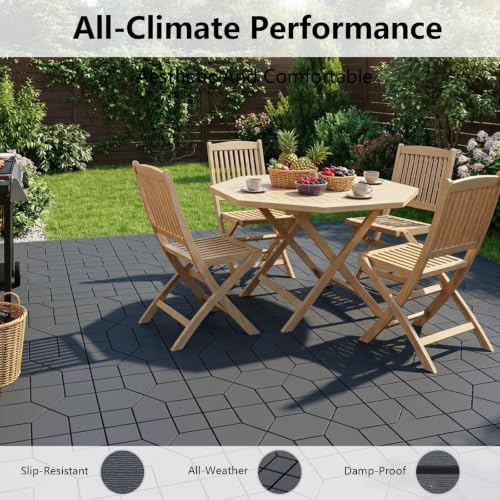 44 Pack Interlocking Deck Tiles, 12 x 12 Inch Outdoor Patio Flooring, Snap - Image 4