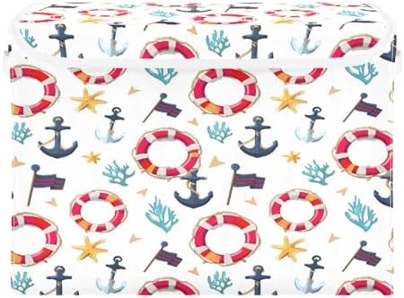 Bolaz Storage Bins with Lids and Handles, Flag Coral Starfish Anchor Life Buoy - Image 2