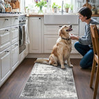 Abstract 2x4 Entryway Area Rugs: Washable Water Resistant Kitchen Rug Non-Slip - Image 2