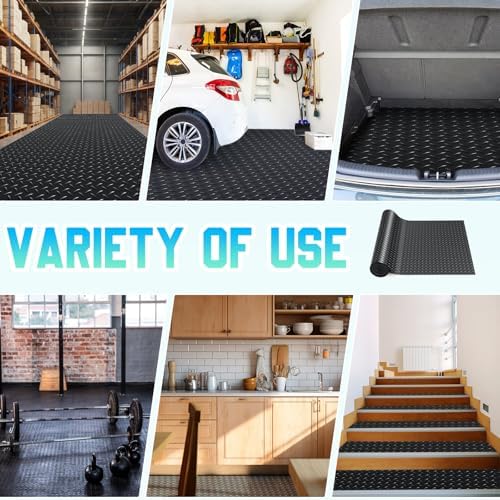 Breling 16 in x 32.8 ft Rubber Flooring Rolls Mats, Heavy Duty Diamond Plate - Image 6