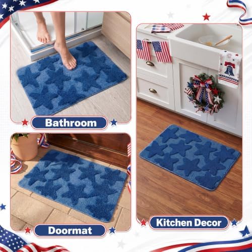 Capoda 1 Pcs Patriotic Bathroom Rug 20 x 30 Inch Blue Patriotic Star Bath Mat - Image 5