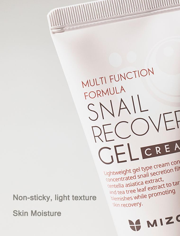 MIZON Set of Two Snail Recovery Gel Cream Snail Mucin for Fine Lines Skin Elasticity Moisture Fragrance-Free Korean Skincare(45ml 1.52 fl.oz -Pack of 2)