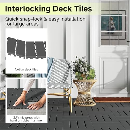 Rovibek 44 PCS Interlocking Deck Tiles, All Weather Patio Tiles - Image 3