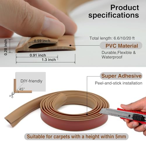 Carpet Edge Trim Binding Rug Edge Protector Thin Rugs Brown 6.6FT - Image 4