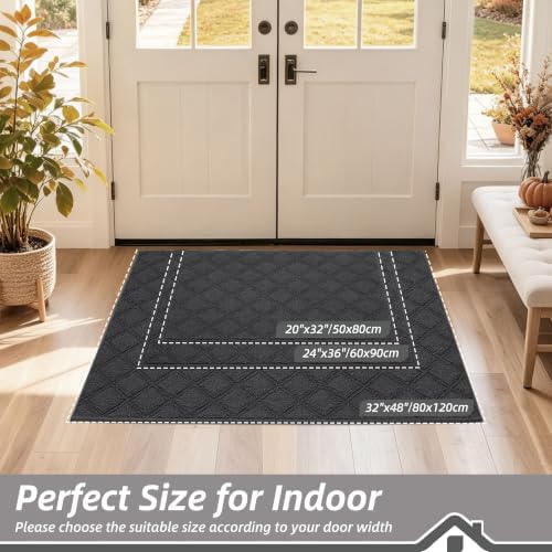 BEQHAUSE Dirt Trapper Door Mat 32" x 48" Non-Slip Washable, Dark Grey - Image 2