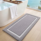 Color&Geometry Gray Bathroom Rugs 43x24, Extra Soft Absorbent Microfiber Bath - Image 3