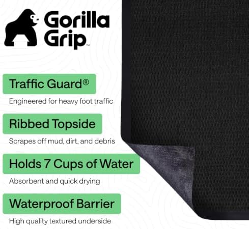 GORILLA GRIP Traffic Guard Indoor Outdoor Heavy Duty Door Mat, 70x24 Black - Image 2