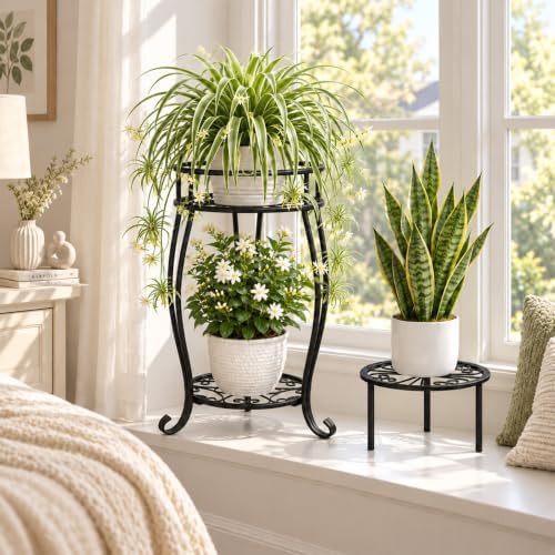 TOSKING 2-Tier & Single Metal Plant Stand Set, Indoor Outdoor - Image 6