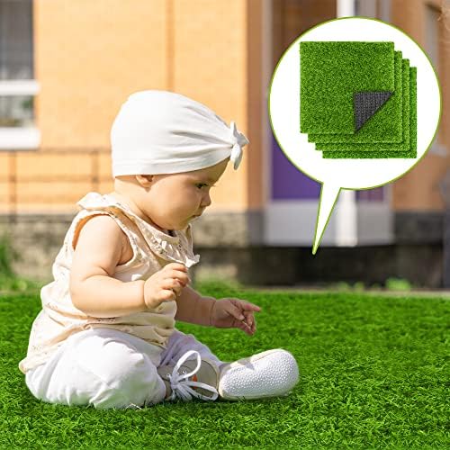 TURSTIN 18 Pieces Artificial Grass Mat 12 x 12 Inch Synthetic Grass Square Mats - Image 6