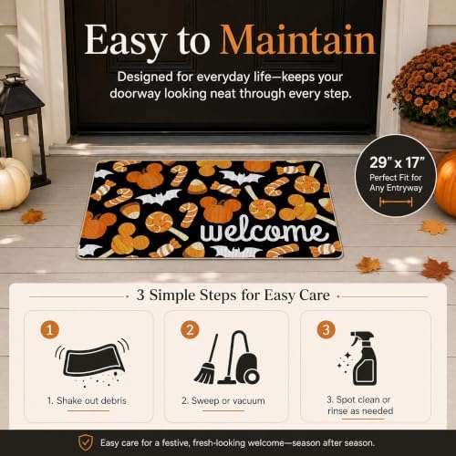 Pycat Welcome Halloween Pumpkin Candy Cane Decorative Front Door Mat - Image 5