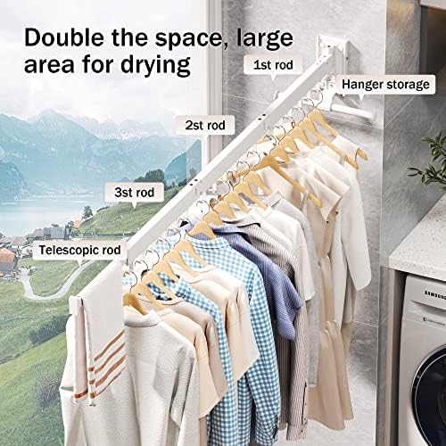 LIENAHU Drying Rack, Wall Mounted Clothes Rack, 220lbs Capacity - Image 5