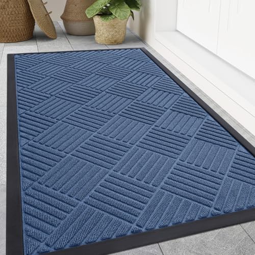 Smiry Front Door Mat Outside Entrance, Natural Rubber Doormat, 47x32 Inch by Smiry