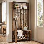 Tribesigns Hall Tree with Bench & Entryway Coat Rack with Shoe Storage - Image 4