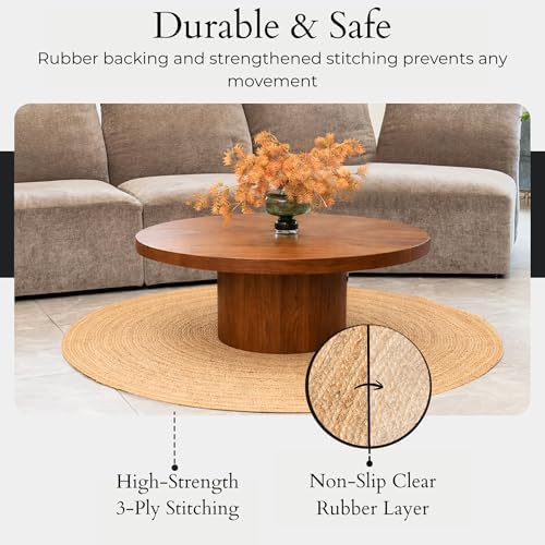 Jute Area Rug 5ft Round Natural Jute Rug - Image 4