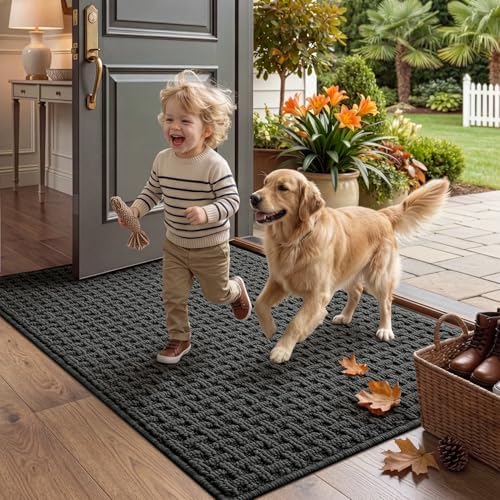 LUMI Washable Indoor Door Mat for Entryway 17x30, Entrance Mat, Deep Gray - Image 4