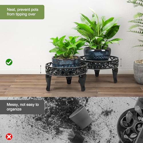 Iron Plant Stand Indoor Outdoor, 2 Pack Metal Flower Pot Stand - Image 3
