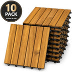 Patio Flooring Indoor/Outdoor 12 in. Golden Teak Acacia Wood Interlocking Deck - Image 3