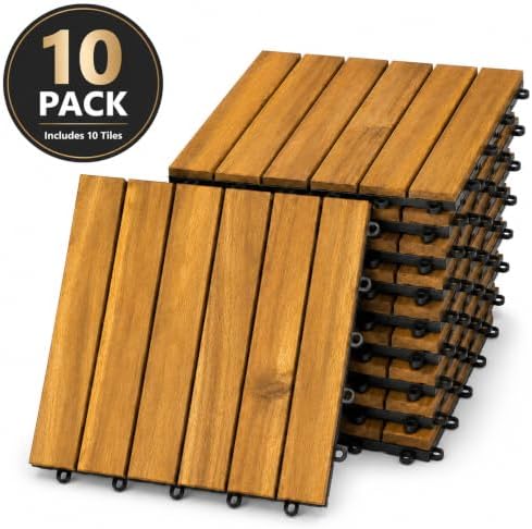 Patio Flooring Indoor/Outdoor 12 in. Golden Teak Acacia Wood Interlocking Deck - Image 3
