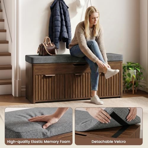 43.5" W Shoe Bench with Storage, Lift Top Entryway Bench - Image 6