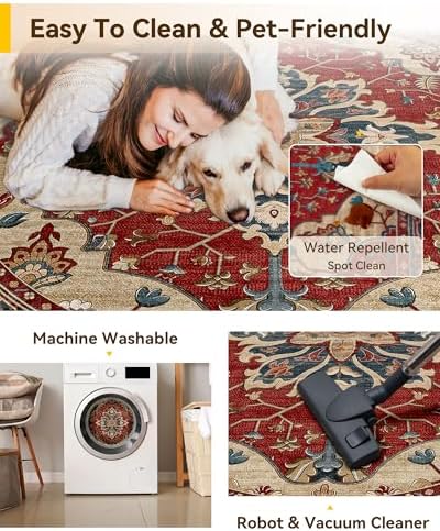 RELEANY Washable Area Rug, Round 4ft - Image 4