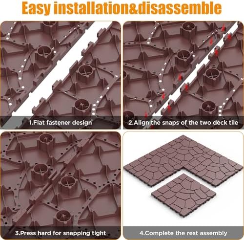 44 Pack Interlocking Deck Tiles, All-Weather Outdoor Deck Tiles - Image 4