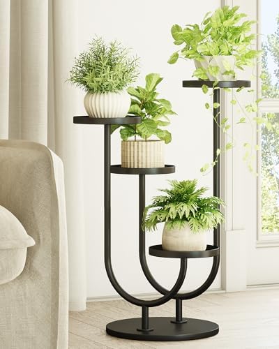 Bamworld Metal Plant Stand 4 Pots Corner Black by Bamworld