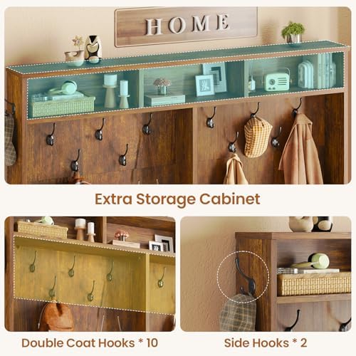 Itaar Hall Tree with Bench and Shoe Storage, 5-in-1 Entryway Bench with Coat - Image 4